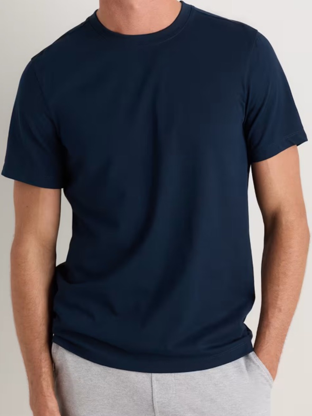 Quince Shirt Mens L Blue Solid Crew Neck Short Sleeve Stretch Basic Tee